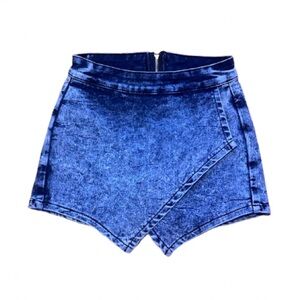 Y2K Acid Wash Denim Overlay Skort